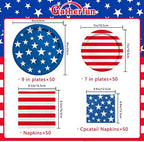 American Flag Patriotic Party Supplies Disposable dinner paper plates dessert paper plates Napkins and Cocktail napkins for Veterans Day Election Day 4th of July Independence Day Decorations, Serve 50 - Image 2