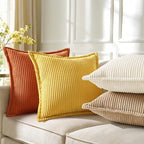 decorUhome Fall Corduroy Mustard Yellow Throw Pillow Covers 26x26 Set of 2 - Image 4
