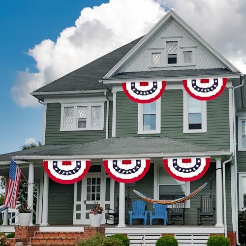 12 PCS 4th of July Banner Flag, 2 × 4 FT Red White Blue Pleated Fan Flag, Independence Day American Banner, Patriotic Fan Bunting for Fourth of July Party Decorations 250th Anniversary - Image 4