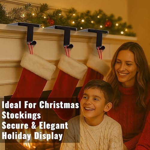 Stocking Holders for Mantle - Set 4, Weighted Metal - Christmas Stocking Holder, Stocking Hangers with Non-Slip Protective Pad, Stocking Hangers for Mantel | TV Stand | Staircase | Dresser - Image 7