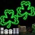 2 Pcs Light Up Shamrock for Window, 13'' Shamrocks Windows Lights St Patricks Day Window Decor Shamrock Lights Battery Operated with Timer & 8 Modes, Clover Decor Green Light for St Patricks by LAIAMER