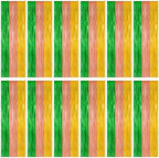 ZATAYE 12 Pack Green Brown Yellow Hawaiian Luau Foil Curtain Decorations by ZATAYE