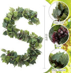 Artificial Grape Leaf Garland Vine Plant, 13 ft, Dark Green - Image 2