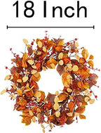 18 Inch Fall Wreath Front Door Wreath with Cape Gooseberries Artificial Autumn Wreath with Fall leaves Fall Decorations with Golden Berries Home Decorations for Autumn Harvest - Image 2