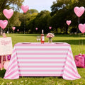 Fanqisi 2 Packs Pink and White Striped Table Cloth 57 x 120 Inches Valentines Day Tablecloth Rectangle Waterproof Tablecloths for Wedding Birthday Outdoor Picnic Party Decoration by Fanqisi