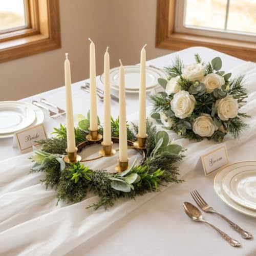 Yinder Pine Branches Wreath 14" 5-Hole Gold Centerpiece - Image 6