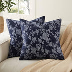100% Cotton French Pastoral Throw Pillow Covers Set of 2, 24x24 Inch Background/Blue Farmhouse Decorative Cushion Covers for Sofa Bed Living Room Home Decor by Unknown