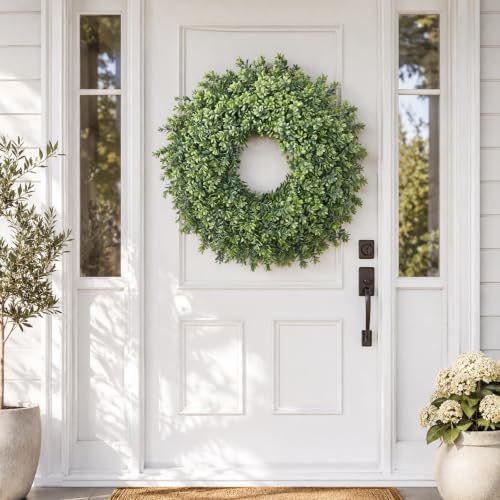 Waipfaru 26'' Fall Boxwood Wreath for Front Door Decor, Green - Image 2