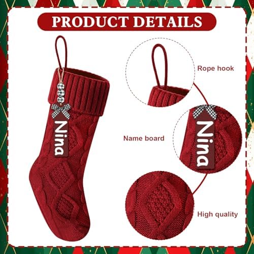 Christmas Stockings 18 Inches,Long Knitted Stocking with Name Tags - Image 3