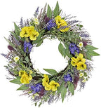 National Tree Company 22 inch Artificial Spring Wreath with Pansy Blooms, Lavender, and Assorted Blossoms, Realistic Floral Decoration for Front Door or Indoor Décor by NationalTreeCompany