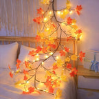 Maple Leaf LED Tree Branch Lights for Wall, Maple Leaf Lights Twig Decor Garland with144 LED Lights and USB Powered, 8 Lighting Modes or Autumn Table Fireplace Porch Thanksgiving Indoor Decor (91in) - Image 2
