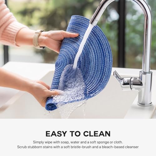 BARoyal Round Placemats Set of 12 Woven Placemats Washable Braided Table Mats for Dining Table Heat Resistant Non-Slip Circle Place Mats(Royal Blue) - Image 4