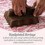 CPC Block Print Ruffle Throw Pillow Cover Pink Coral 16"x16", Pack of 2 - Image 5