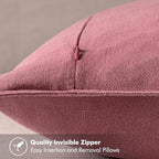 MIULEE Decorative Linen Pillow Covers 18x18 Inch Cranberry Red - Image 3