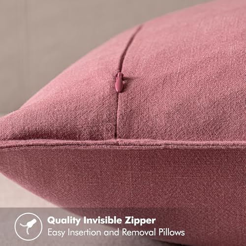 MIULEE Decorative Linen Pillow Covers 18x18 Inch Cranberry Red - Image 3