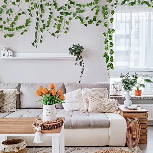 CQURE 144 Pack 1008Ft Artificial Ivy Garland, Fake Vines UV Resistant Greenery Leaves Fake Plants Hanging Aesthetic Vines for Home Garden Wall Room Decor - Image 6