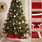 Christmas Tree Collar, 26.3" Red Velvet Foldable Tree Ring Skirt for Pencil Tree, Rustic Farmhouse Tree Stand Base Cover for Artificial Trees, Xmas Holiday Home Décor - Image 4