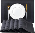Placemats Set of 12 - Easy Clean Woven Vinyl Placemats for Dining Table, Indoor/Outdoor Place Mats, Washable PVC Table Mats（Black Cube） by Unknown