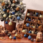 Lunmon 72 Pcs Christmas Ball Ornaments Bulk Navy Blue Coffee Brown Gold Copper Tree Ornament 1.57/1.97/2.36 Inch Shatterproof Matte Glitter Xmas Bauble Assorted Christmas Decor for Xmas Tree Home by Lunmon