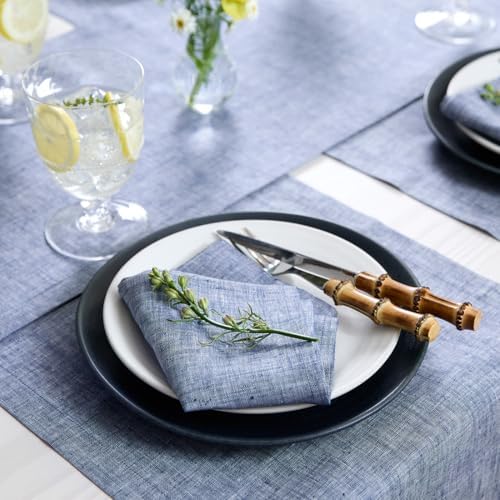 Solino Home 100% Pure Linen Napkins Indigo, Athena 20 x 20 in, Set of 4 - Image 3