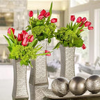 Creative Scents Dublin Silver Vases Set of 3 - Centerpieces for Dining Room Table, Decorative Vases Home Decor Accents for Living Room, Bedroom, Kitchen, Coffee Table Decor - Packaged in Gift Box - Image 2
