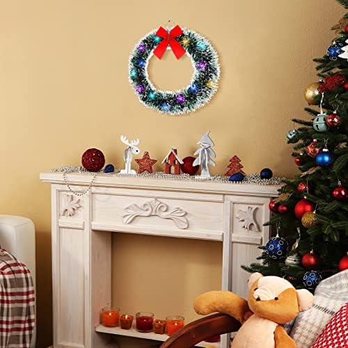 Jetec 10 Pcs 12" Lighted Christmas Wreath with Red Bow Bulk, White - Image 3