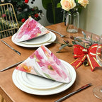 Pink Floral Cloth Napkins 20 X 20 Inch, Table Dinner Washable Napkins Set Polyester for Party Dinner Decoration,Set of 6 - Image 3