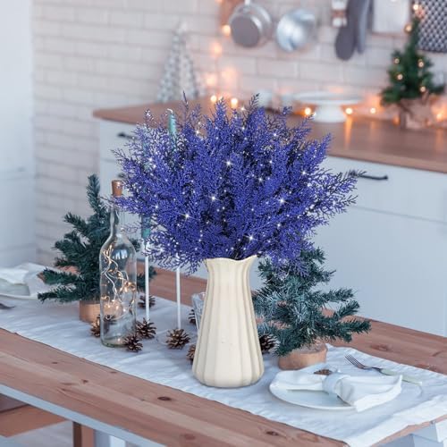 Cindeer 100 Pcs Christmas Tree Picks Sprays Glitter 10.2 in,Navy Blue - Image 4