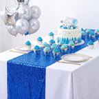 ShinyBeauty Royal Blue Sequin Table Runners 10 Pack 12x108in for Party - Image 4