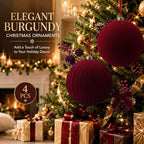 Pinkunn 4 Pcs Large Velvet Burgundy Christmas Ball Ornaments 8 Inch - Image 2