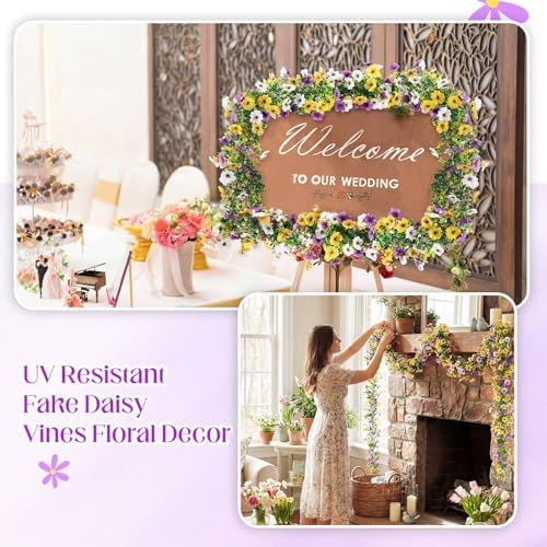 8 Pcs 6 ft Artificial Flowers Wisteria Garland, Purple Yellow - Image 3
