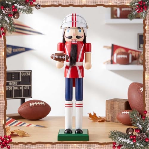 Blosssound 15" Christmas Football Nutcracker Wooden Sports Decor,Football B - Image 4