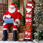 SmoothNovelty Christmas Wooden Porch Sign 47'' Merry Christmas Welcome Porch Signs for Front Door Home Xmas Tree Snowman Wooden Vertical Standing Decor for Garden Yard Party Decor(Santa Claus) - Image 2