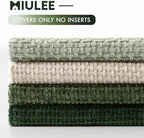MIULEE Soft Decorative Chenille Pillow Covers Green 16x16 Pack of 4 - Image 6