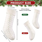4Pack 18 Inches Christmas Knitted Hanging Stockings,Xmas White Large Farmhouse Rustic Neutral Cable Knit Personal Stockings Decorations for Christmas Tree Fireplace Family Holiday Party Decor - Image 5