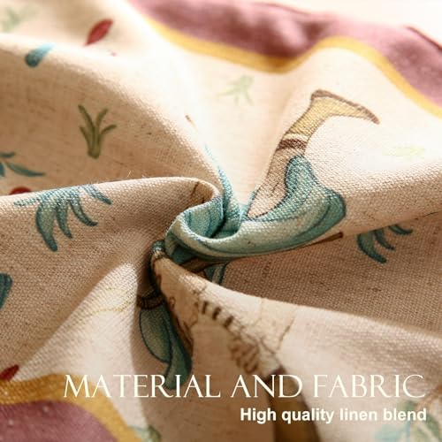 patdrea Designer Idyll Linen Table Runner, Vintage Beige Farmhouse with Ancient Spring Figure and Fruit Trees Pattern Table Mat, Decoration for Kitchen Dining Banquet Christmas ,12"*87" - Image 5