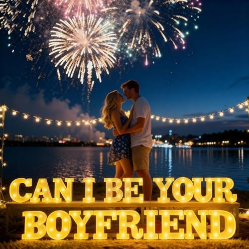 Can I Be Your Boyfriend Light Up Letters with 1000 Rose Petals - Image 5