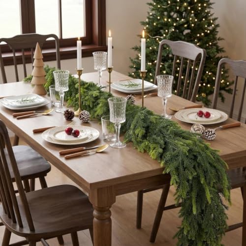 1Pcs 6FT Real Touch Norfolk Pine Garland for Christmas Decorations Indoor - Image 4