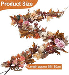 Montekin 6ft Fall Garland with Maple Leaves & White Pumpkins - Image 4