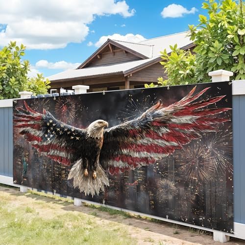7 * 16FT Eagle USA Flag Garage Door Cover Decorations Independence Day Garage Door Banner for Outdoor Indoor Patriot Party Photography Backdrop - Image 5