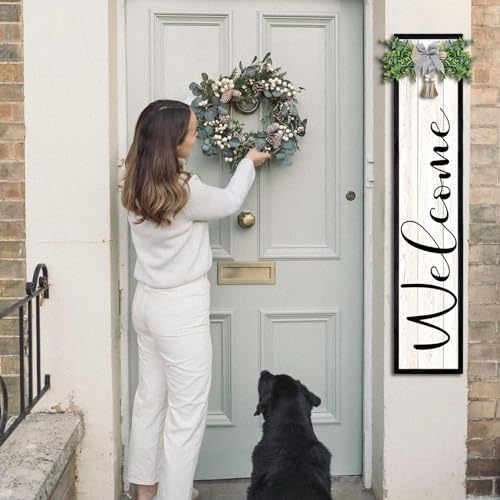 Welcome Sign for Front Porch Standing 45"X9" Large Outdoor Decor Rustic Vertical Leaner Wood Frame Porch Tall Welcome Signs for Farmhouse Outside Front Door Decorations (Black) - Image 4