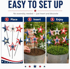 4th of July Decorations Outdoor 19" Metal Barn Star 6-Pack, Patriotic Outdoor Decorations, Rustic Iron Decorative Garden Stakes with American Flag Stars for Yard Patio Lawn - Image 5