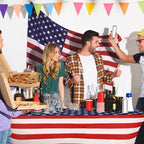 Oudain 10 Pcs 4th of July Table Cover Stretch Tablecloth 6 ft American Flag Tablecloth - Image 4