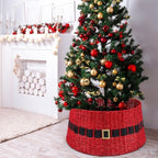 Poen Rattan Red Christmas Tree Collar for Artificial Trees 23.6 Inch Christmas Santa's Belt Tree Basket Base Collar Farmhouse Wicker Skirt Cover for Rustic Party Decoration - Image 5