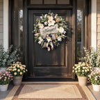 Spring Summer Wreath for Front Door,Farmhouse White Floral Porch Decor - Image 6