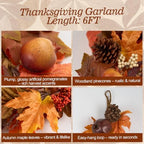JORNOY 6FT Fall Garland for Mantle - Image 4