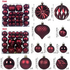 Christmas Tree Balls Ornaments Set, 48 Pcs Shatterproof Plastic Decorative Baubles Shiny Hanging Ball Ornaments for Xmas Tree Holiday Party Wedding Decoration, Wine Red - Image 2