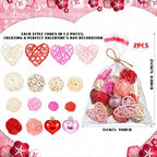 CroBlissful 40 Pcs Valentine's Day Decorative Rattan Balls 2 Set Pink Red Wicker Balls Decorations for Valentines Days Decor DIY Crafts Vase Bowl Filler Wedding Home Decor(Valentine's Day Style) - Image 3