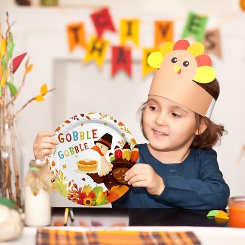 Thanksgiving Turkey Party Supplies Kit - Autumn-Themed Disposable Dinnerware Set with Plates and Napkins for 50 - for Thanksgiving Party Decoration - Image 5