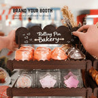 HOTCAN Wooden Cookie Display Stand with Chalkboard Sign for Bakers, Vendors, Craft Fairs | Pastry Display for Market Booths & Events | 3 Tiered Cookie Display for Muffins, Cakes, and Pastries (Brown) - Image 2